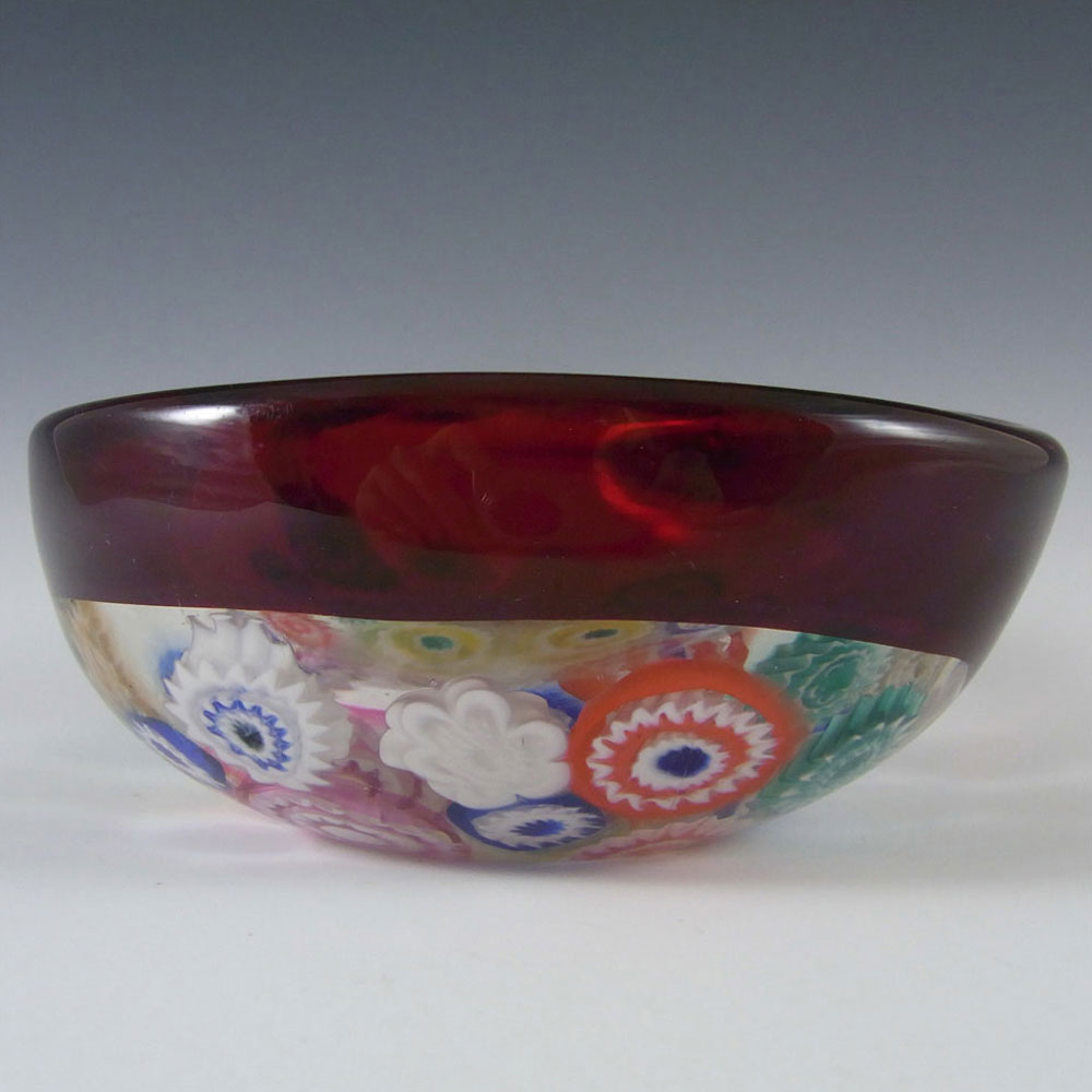 (image for) Archimede Seguso Murano Incalmo Millefiori Red Glass Bowl - Click Image to Close