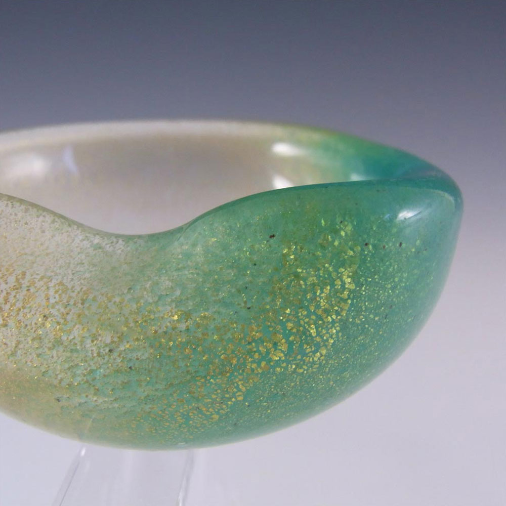 (image for) Archimede Seguso Polveri Gold Leaf + Green Murano Glass Bowl - Click Image to Close