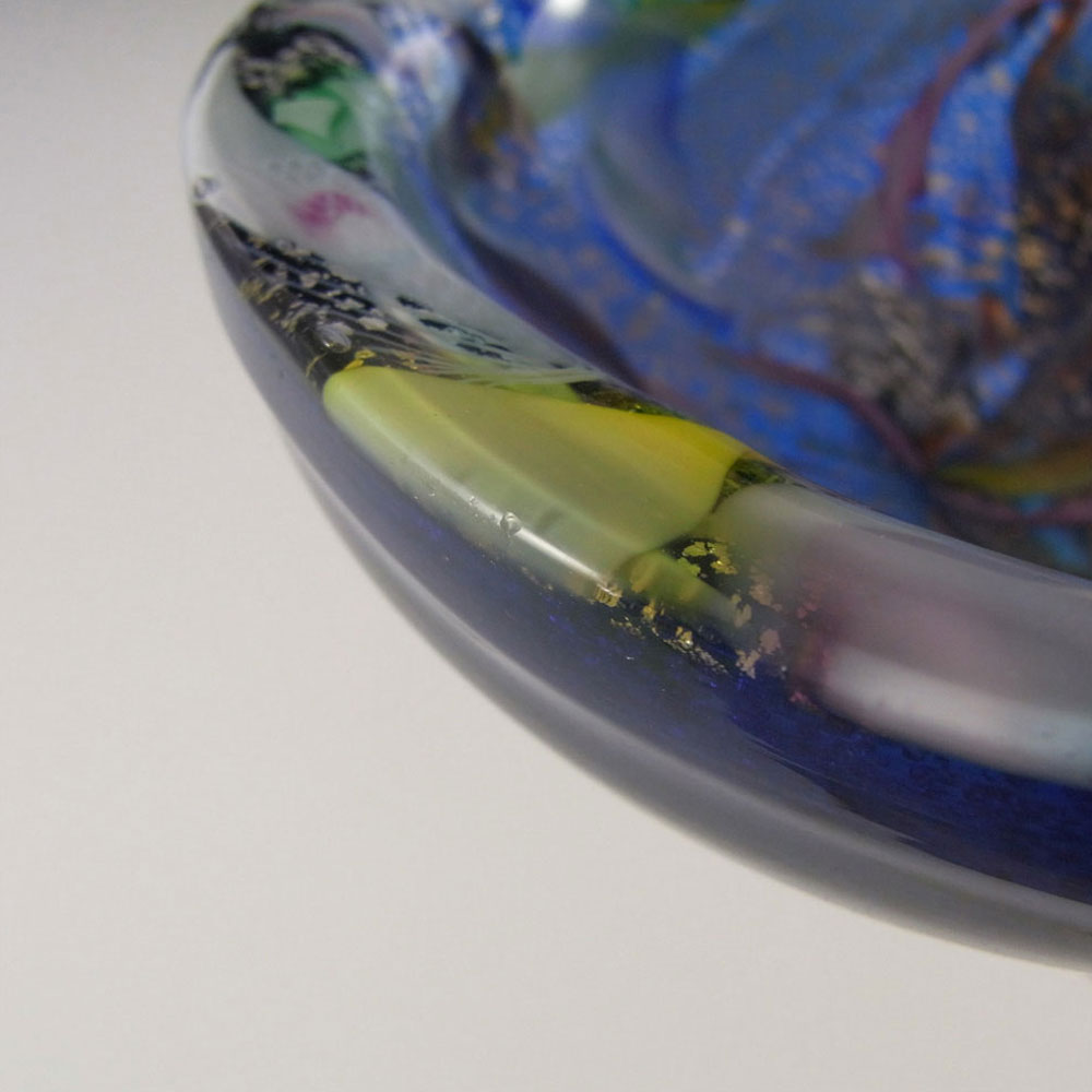 (image for) AVEM Murano Zanfirico Bizantino / Tutti Frutti Blue Glass Bowl - Click Image to Close