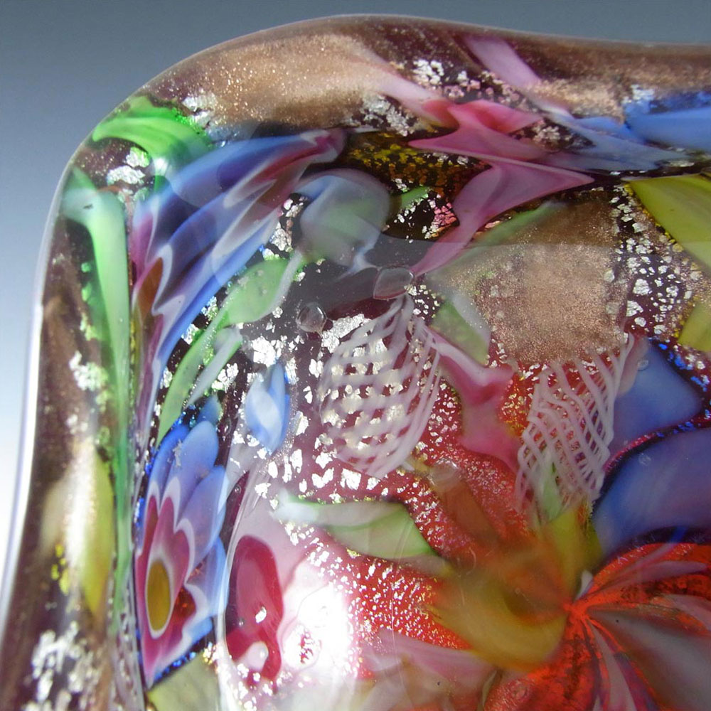 (image for) AVEM Murano Zanfirico Bizantino / Tutti Frutti Red Glass Bowl - Click Image to Close