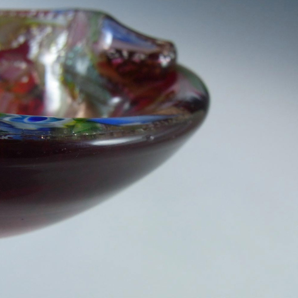 AVEM Murano Zanfirico Bizantino / Tutti Frutti Red Glass Bowl - Click Image to Close