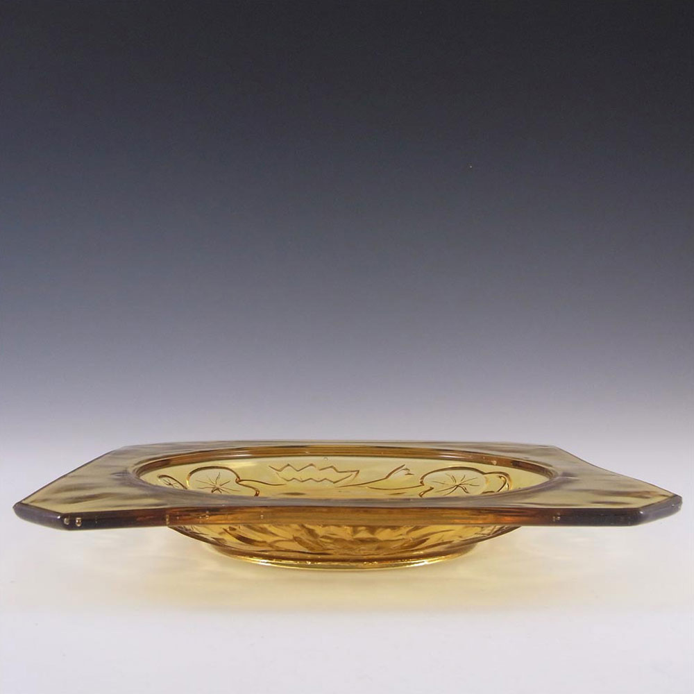 (image for) Bagley #3123 Art Deco Vintage Amber Glass 'Fish Plate' Bowl - Click Image to Close