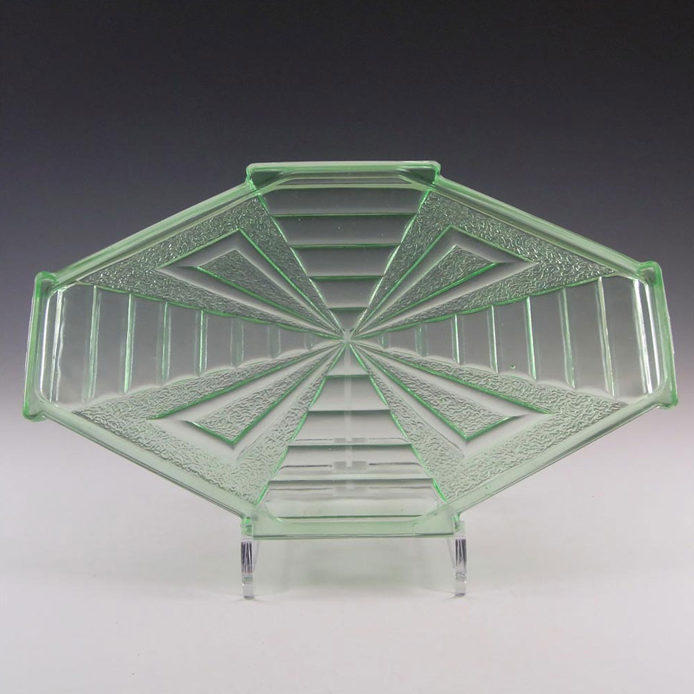 Bagley #3085 Art Deco Uranium Green Glass Trinket Set - Click Image to Close