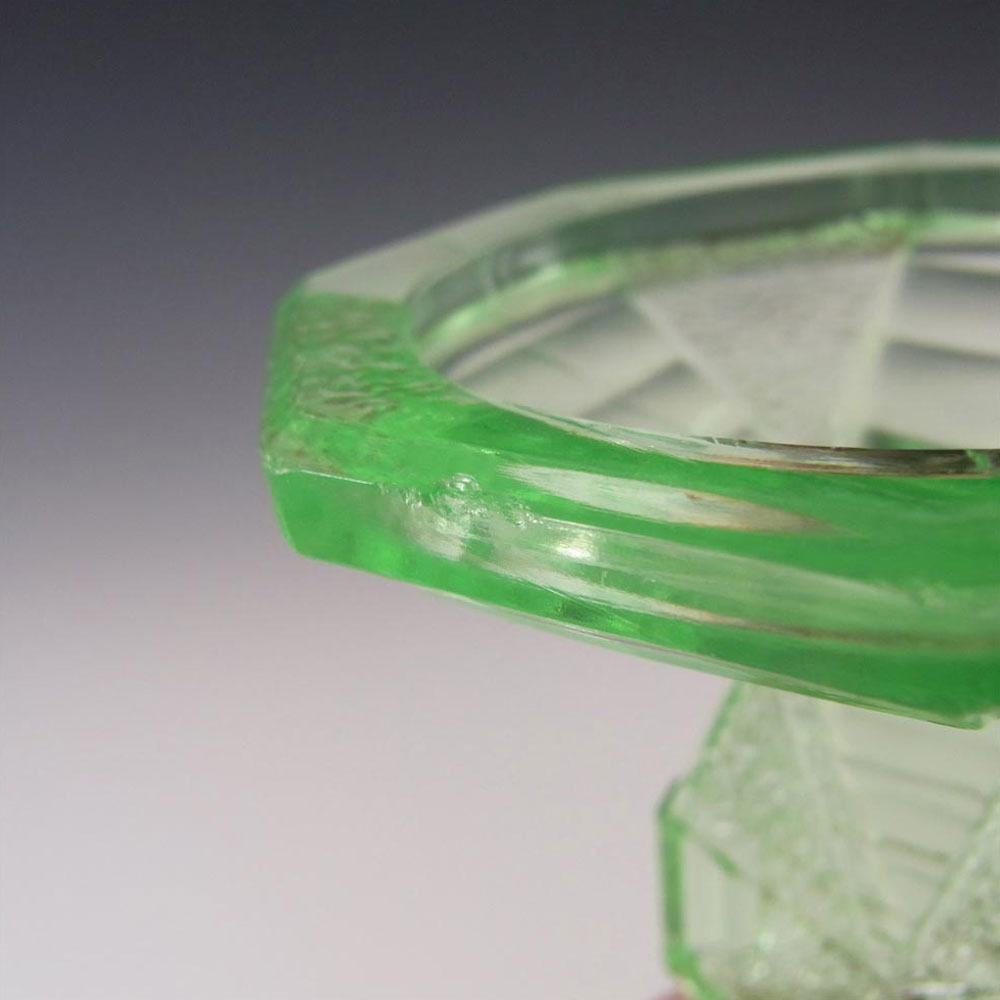 Bagley #3085 Art Deco Uranium Green Glass Trinket Set - Click Image to Close