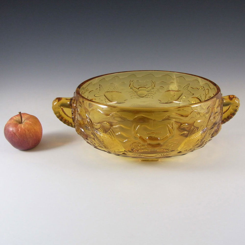 (image for) Bagley #3000 Art Deco Amber Glass 'Marine' Bowl - Click Image to Close