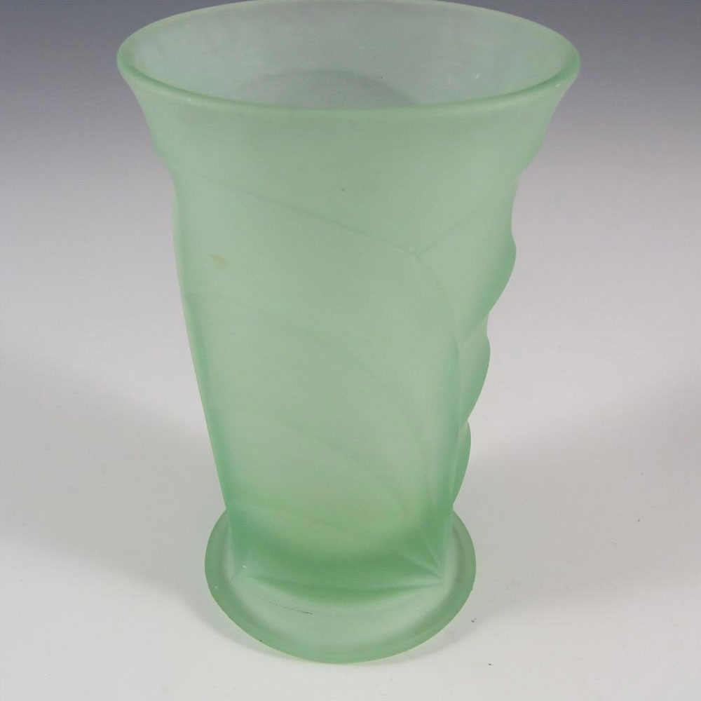 (image for) Bagley #3153 Art Deco Frosted Green Glass 'Osprey' Vase - Click Image to Close