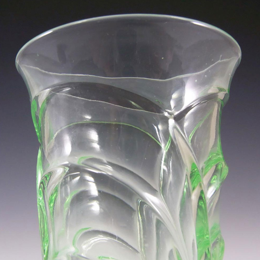 (image for) Bagley #3153 Art Deco Vintage Green Glass 'Osprey' Vase - Click Image to Close