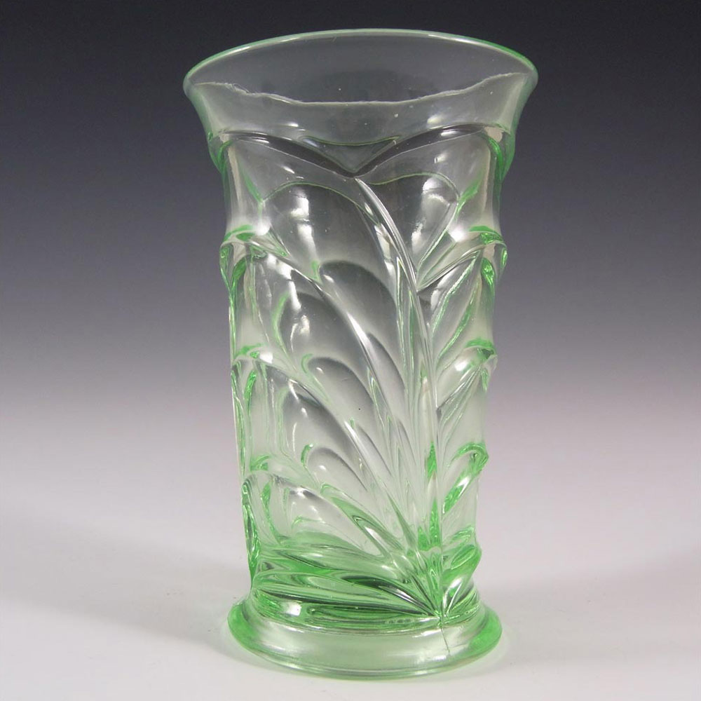 (image for) Bagley #3153 Art Deco Vintage Green Glass 'Osprey' Vase - Click Image to Close