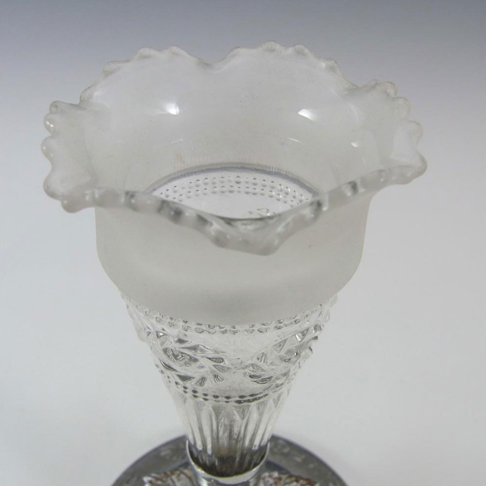 (image for) Bagley #3187 Art Deco 6" Clear Glass & Metal 'Katherine' Vase - Click Image to Close