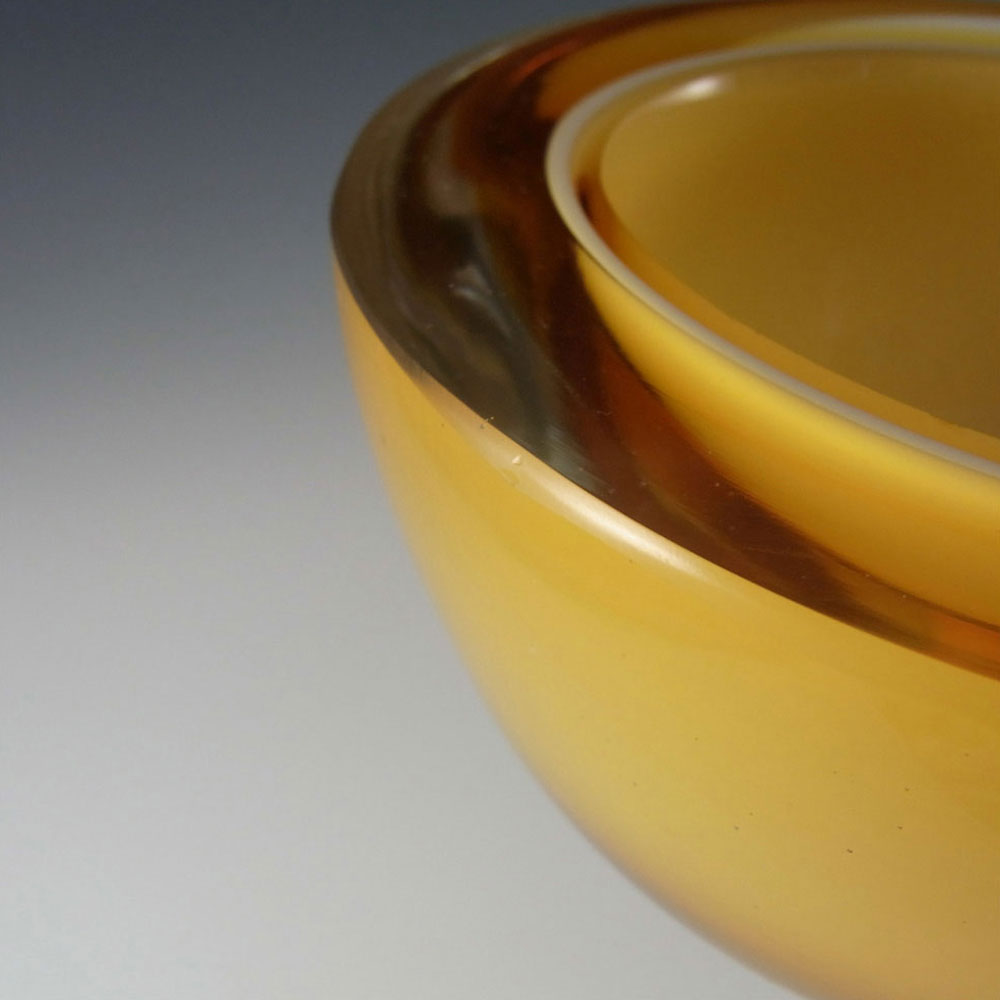 (image for) Barbini Murano Amber & White Cased Glass Geode Bowl - Click Image to Close