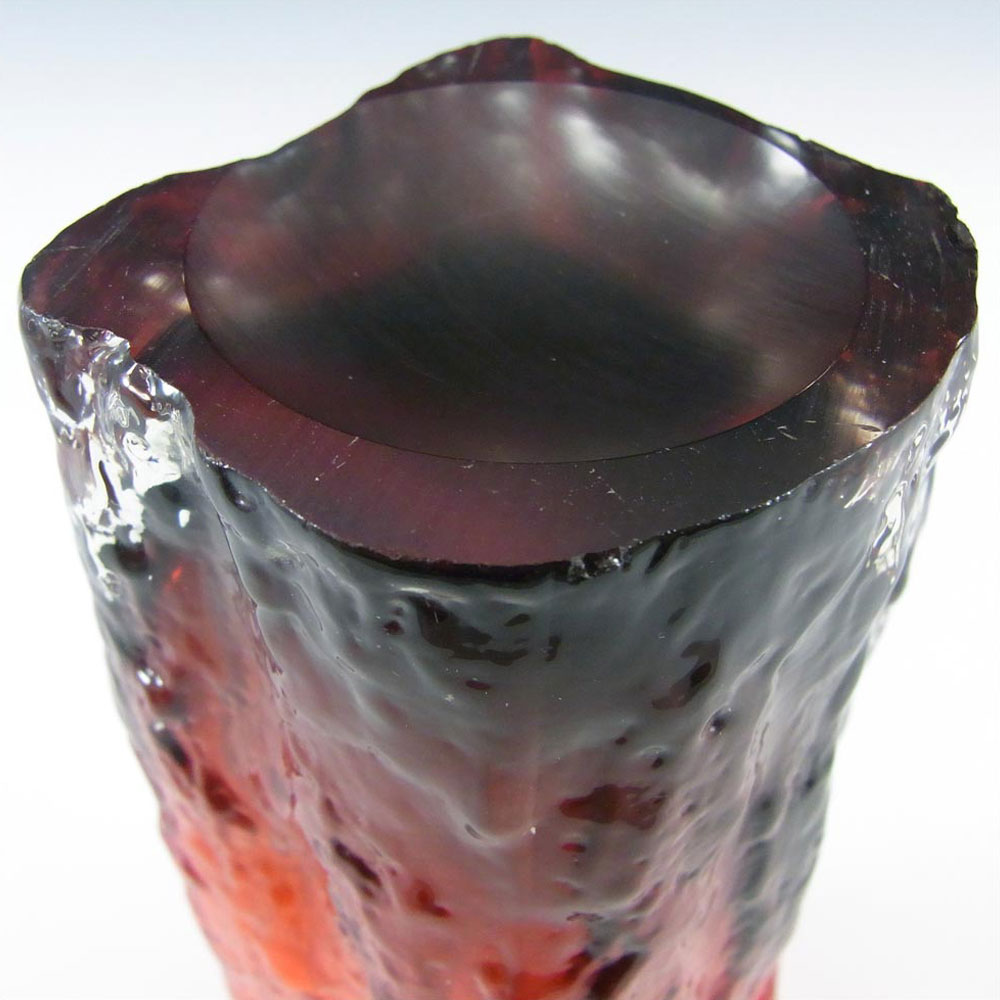 (image for) Tajima Japanese Bark Textured Red Cased Glass Vase - Click Image to Close