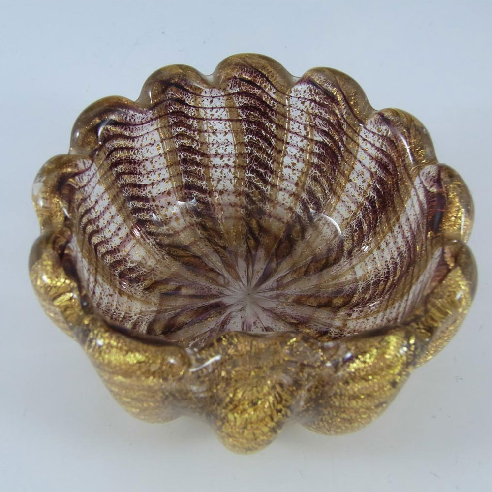 Barovier & Toso Murano Cordonato d'Oro Gold Leaf Glass Bowl - Click Image to Close