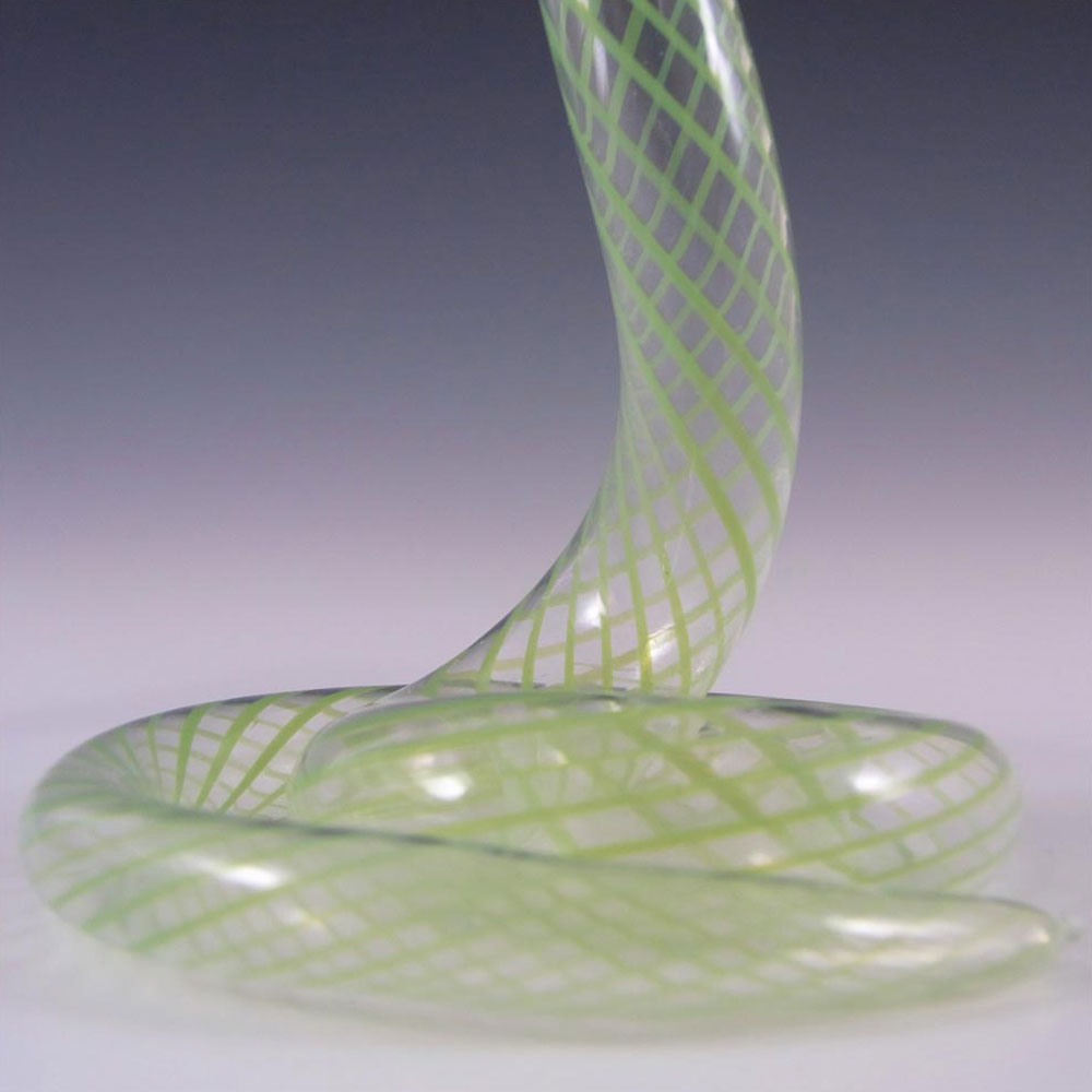 Vintage Green Striped Lampworked Glass Snake Vase - Click Image to Close