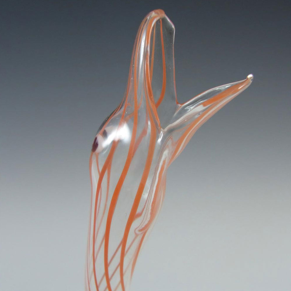 (image for) Vintage Red Striped Lampworked Glass Snake Vase - Click Image to Close