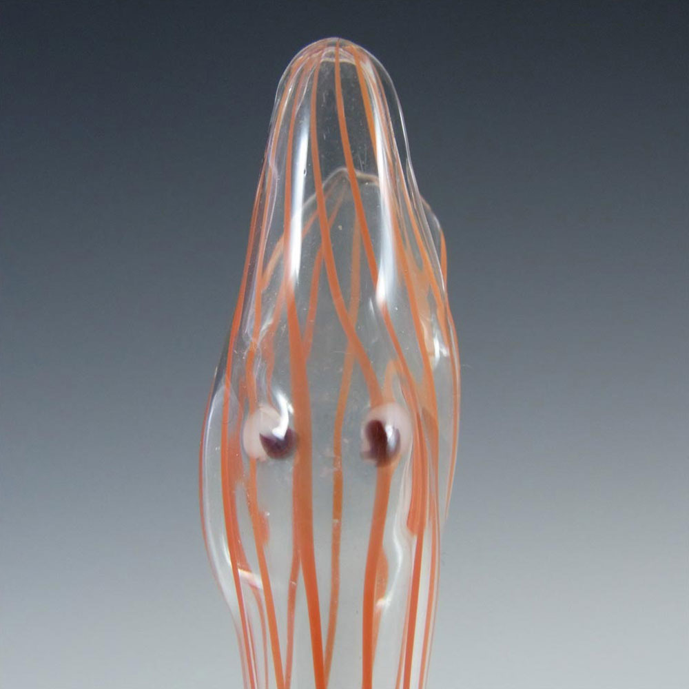 Vintage Red Striped Lampworked Glass Snake Vase - Click Image to Close