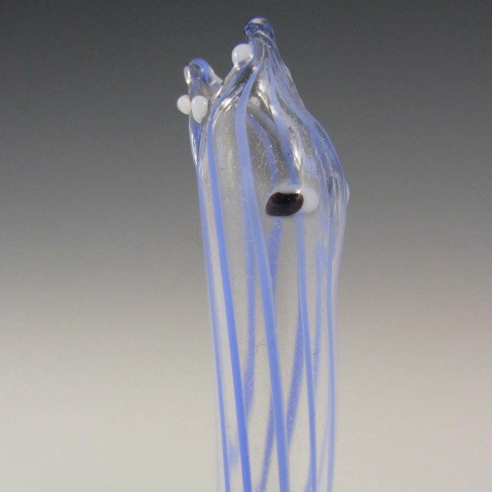 (image for) Vintage Blue Striped Lampworked Glass Snake Vase - Click Image to Close