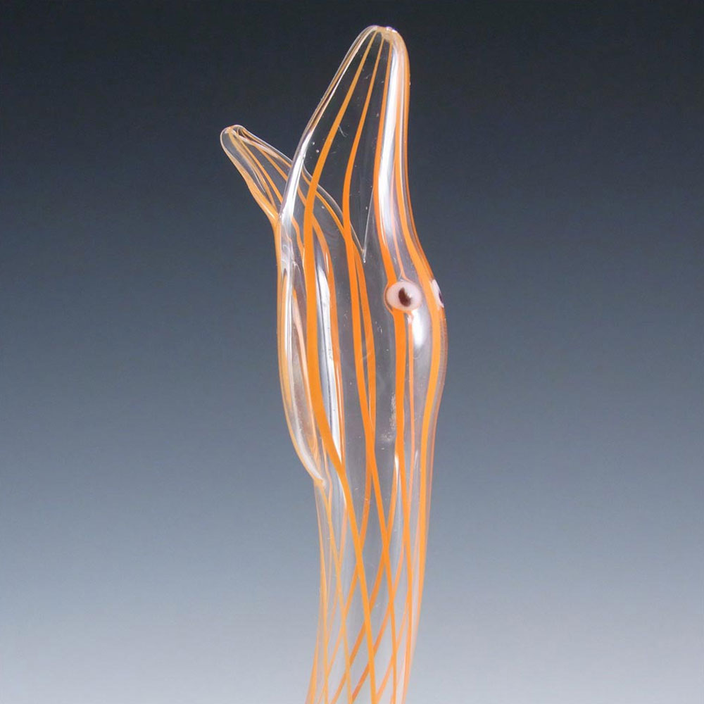(image for) Vintage Orange Striped Lampworked Glass Snake Vase - Click Image to Close