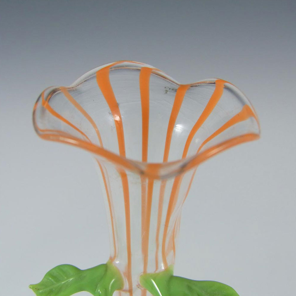 Vintage Orange & Grey Lampworked Glass Antelope Vase - Click Image to Close