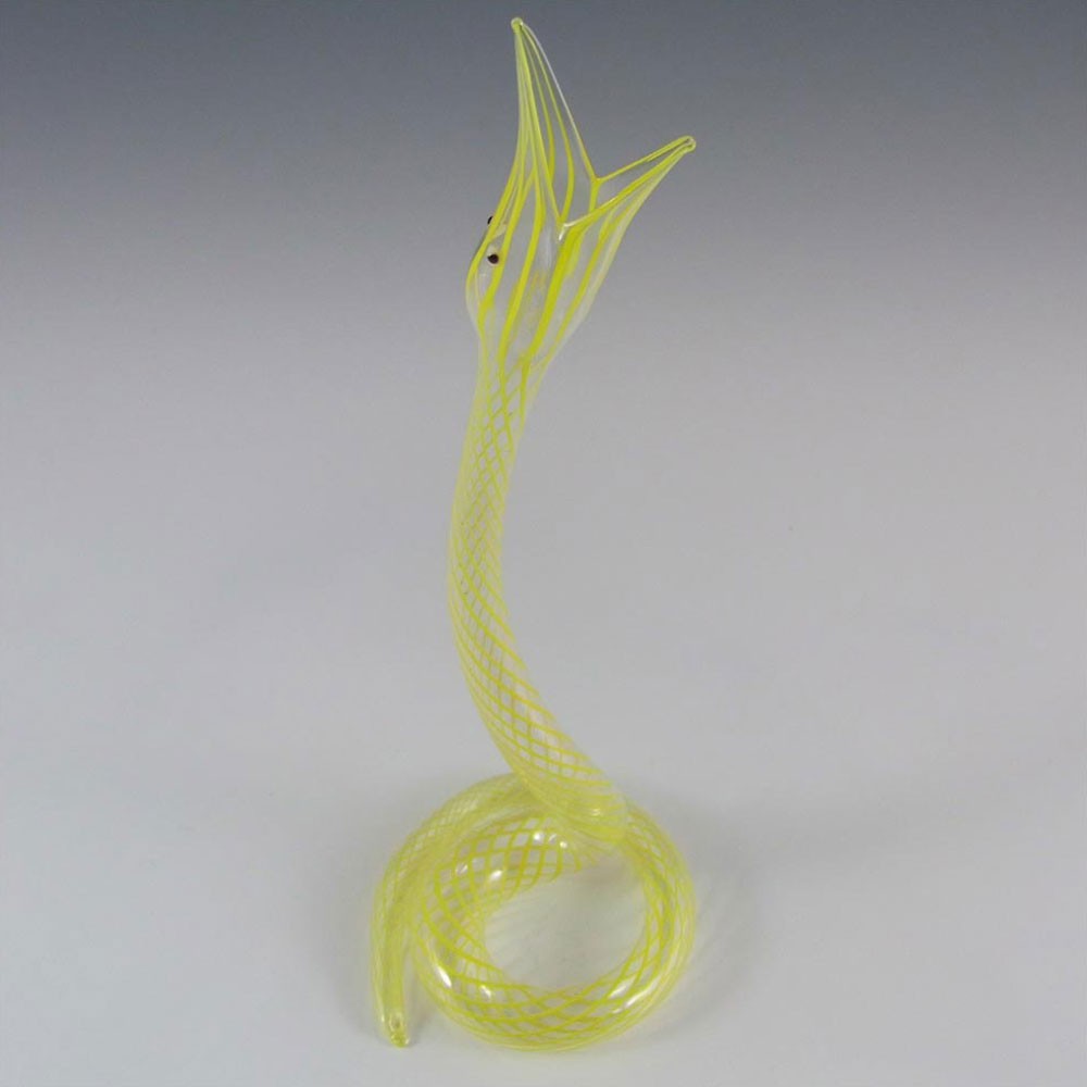 (image for) Vintage Yellow Striped Lampworked Glass Snake Vase - Click Image to Close