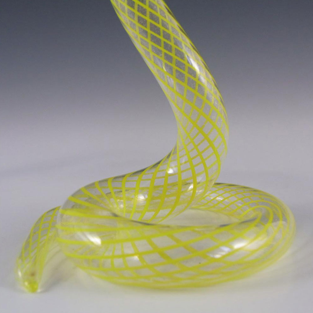Vintage Yellow Striped Lampworked Glass Snake Vase - Click Image to Close
