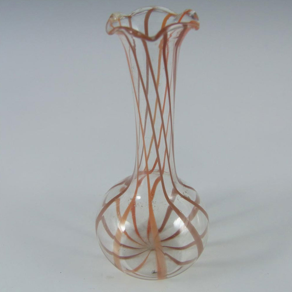 (image for) Vintage Red Striped Lampworked Glass Vase - Click Image to Close