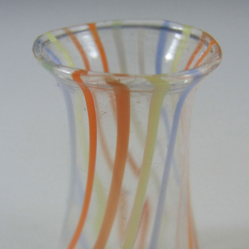 (image for) Vintage Multicoloured Striped Lampworked Glass Vase - Click Image to Close