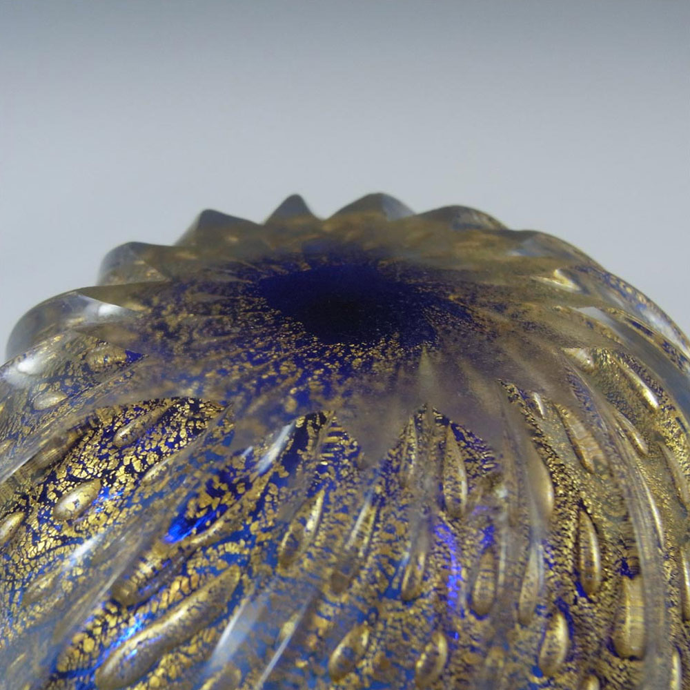 (image for) Barovier & Toso Murano Blue & Gold Leaf Glass Bowl - Click Image to Close