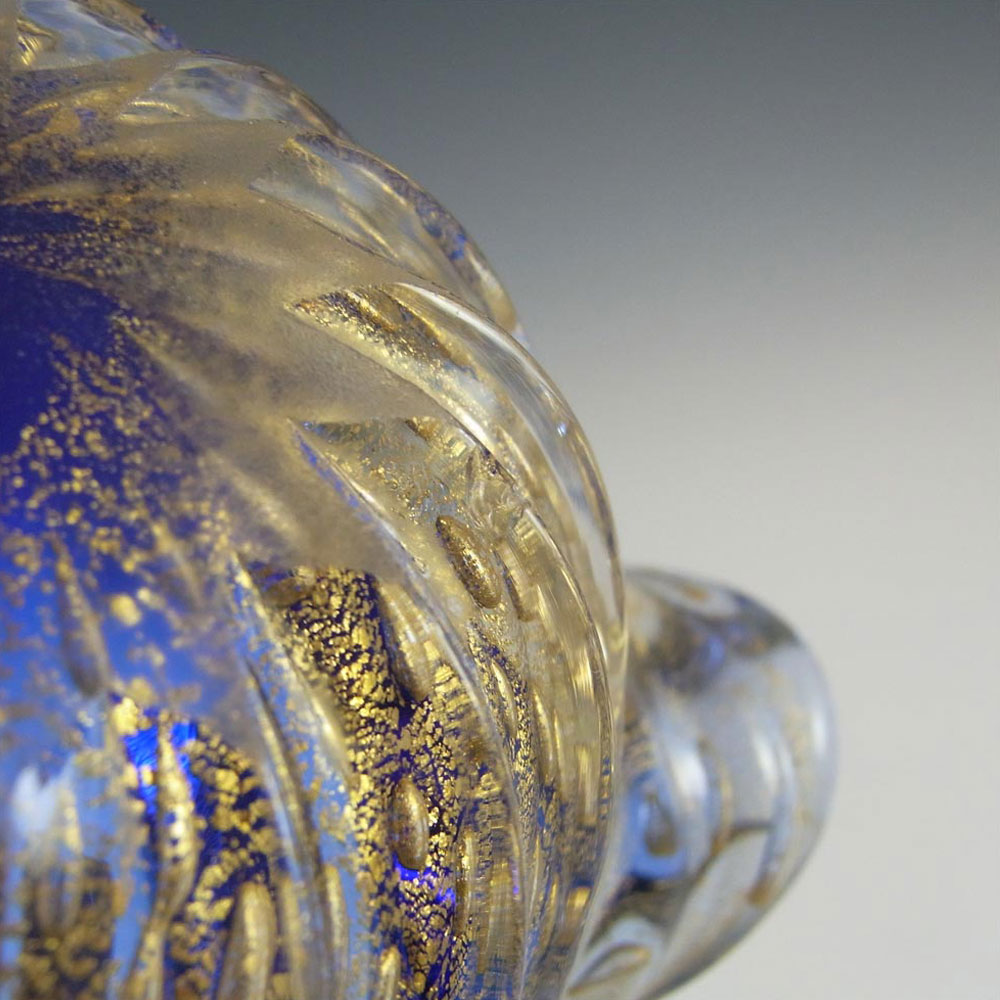 (image for) Barovier & Toso Murano Blue & Gold Leaf Glass Bowl - Click Image to Close
