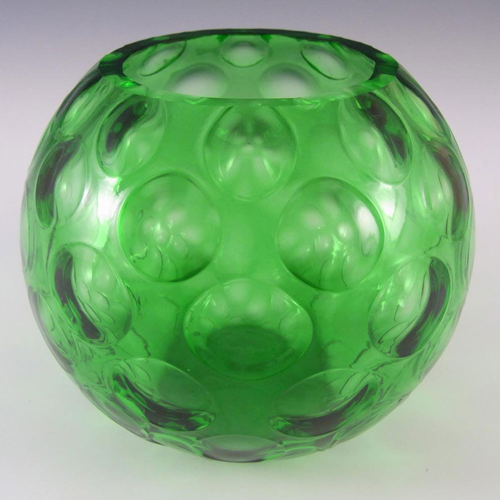 (image for) Borske Sklo 1950's Green Glass Optical 'Olives' Vase - Click Image to Close