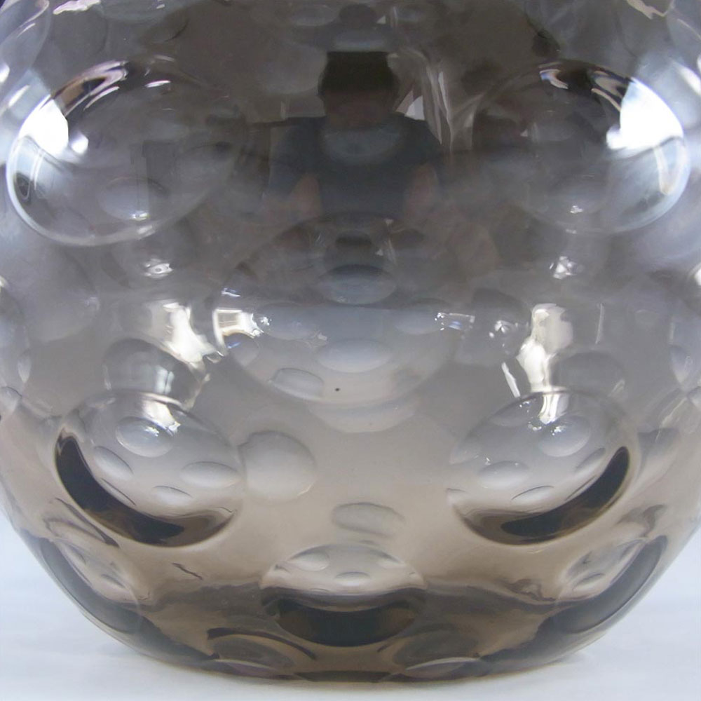(image for) Borske Sklo Large Smoky Glass Optical 'Olives' Globe Vase - Click Image to Close