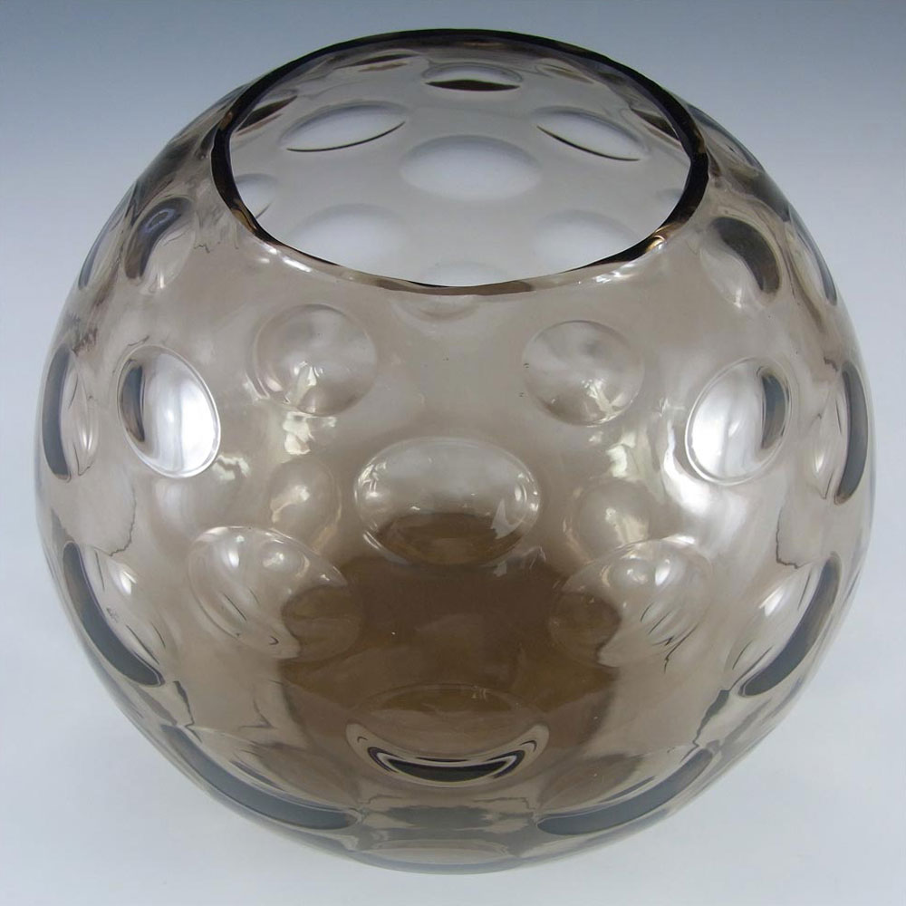 (image for) Borske Sklo Large Smoky Glass Optical 'Olives' Globe Vase - Click Image to Close