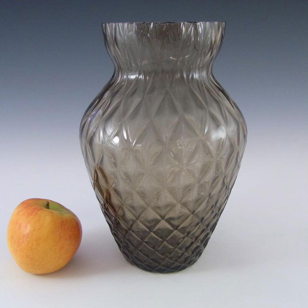 (image for) Borske Sklo 1950's Smoky Glass Optical 'Caro' Vase - Click Image to Close