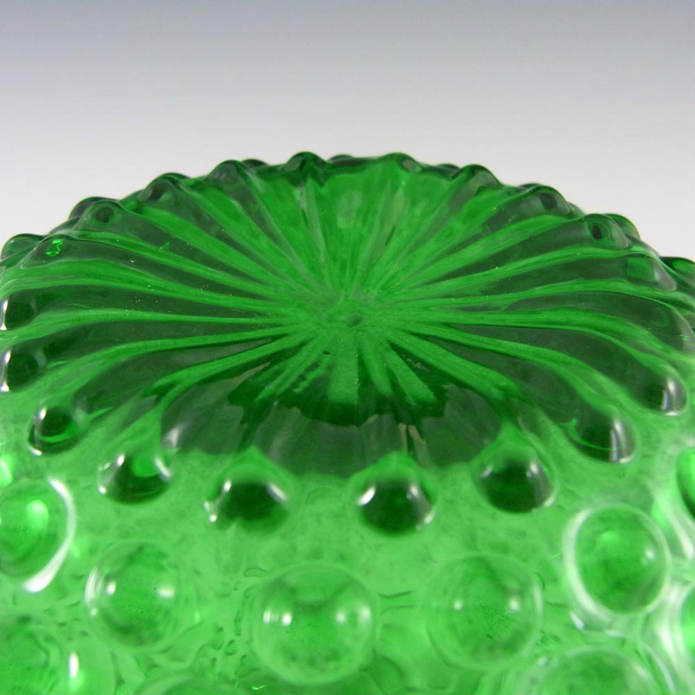 Borske Sklo 1950's Green Glass Spherical 'Knobble' Vase - Click Image to Close