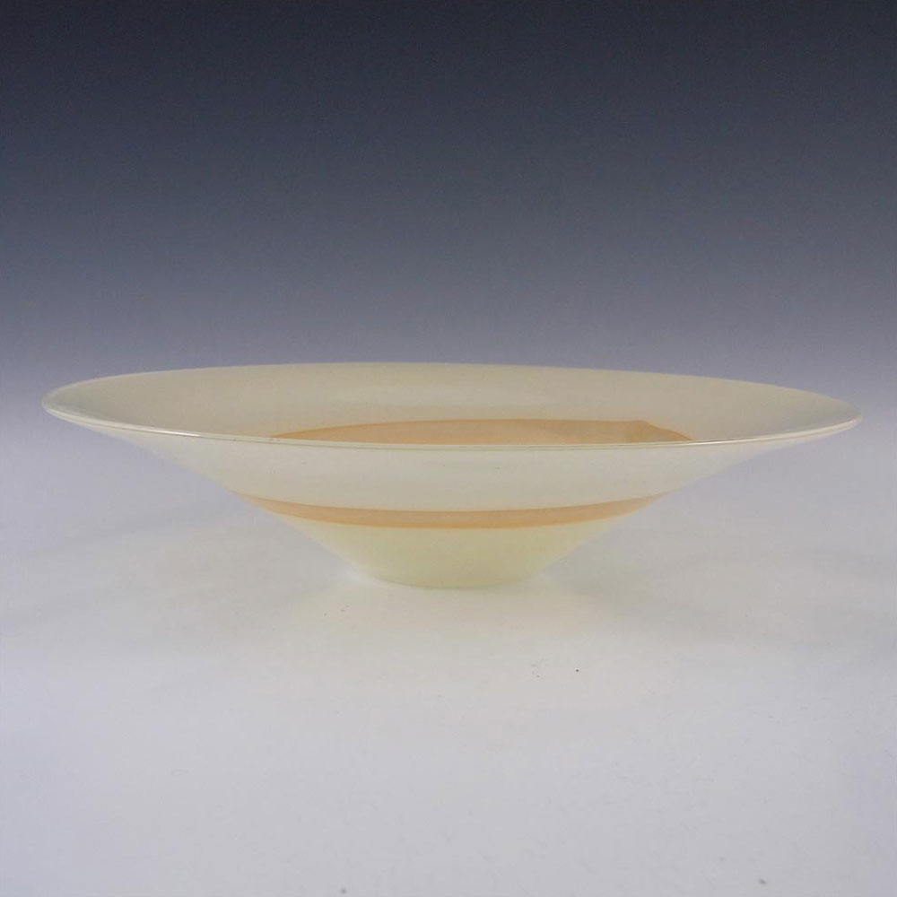(image for) Large Mottled Cloudy Cream + Orange Glass Bowl - Click Image to Close