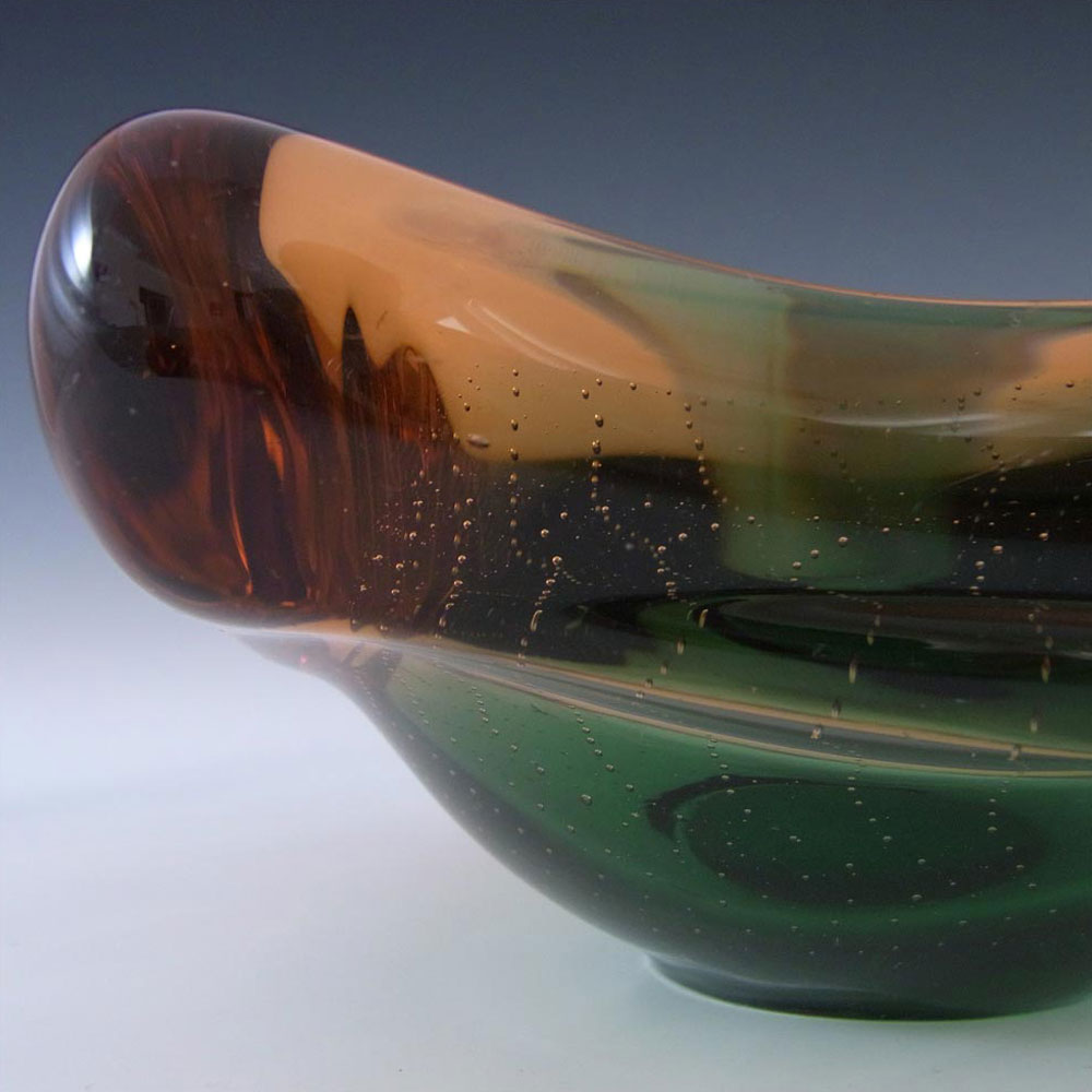 (image for) Czech or Murano 1950's Green Glass Bubble Bowl - Click Image to Close