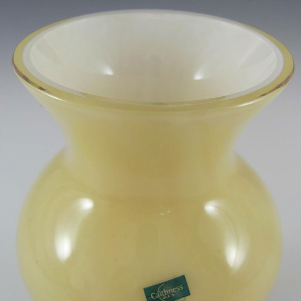 (image for) Caithness British 6" Pink + Yellow Glass Vase - Labelled - Click Image to Close
