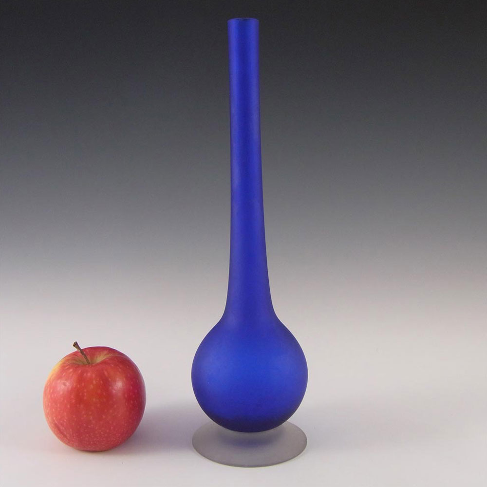 (image for) Carlo Moretti Satinato Blue Murano Glass 9.75" Stem Vase - Click Image to Close