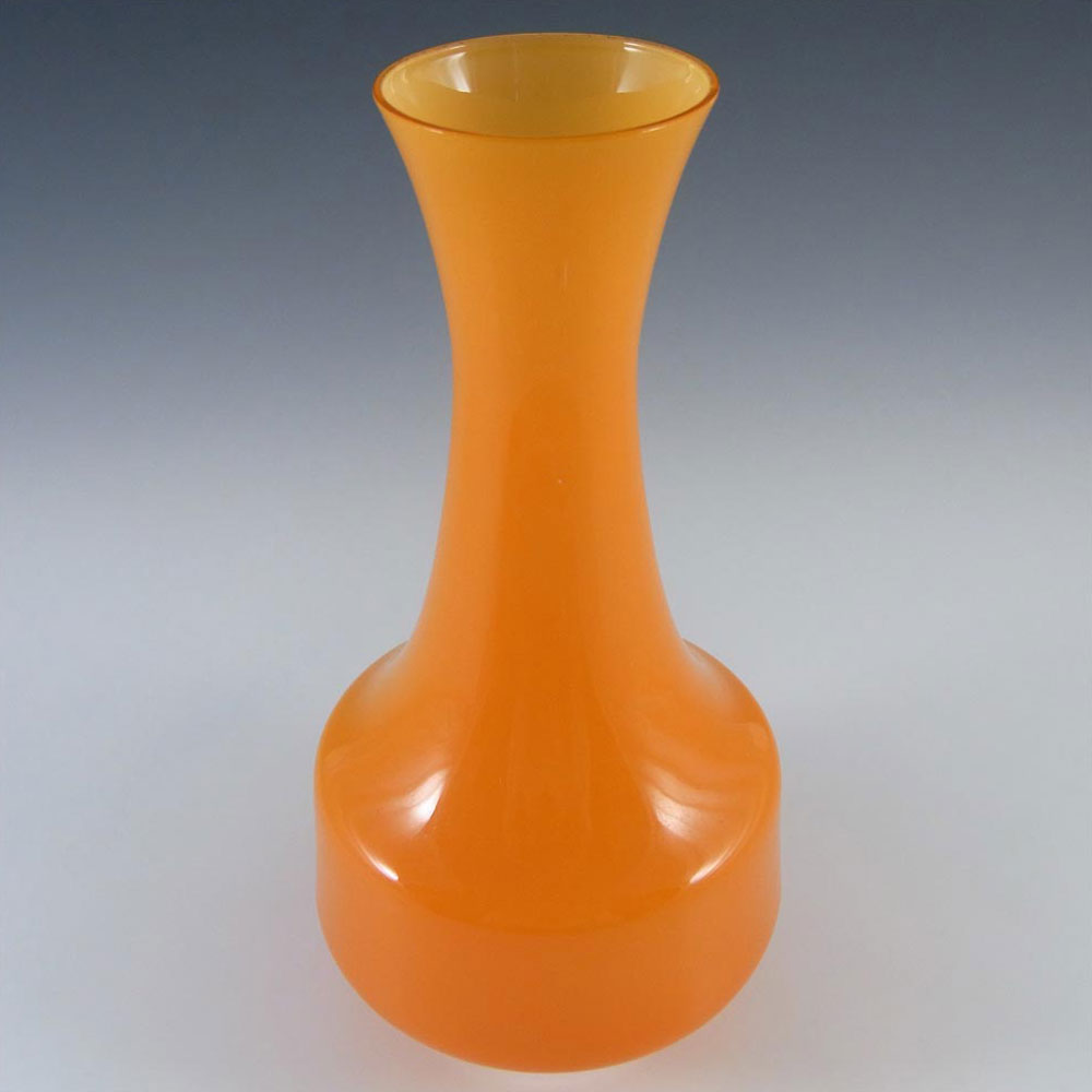Empoli 1970's Italian Orange Retro Cased Glass Vase - Click Image to Close