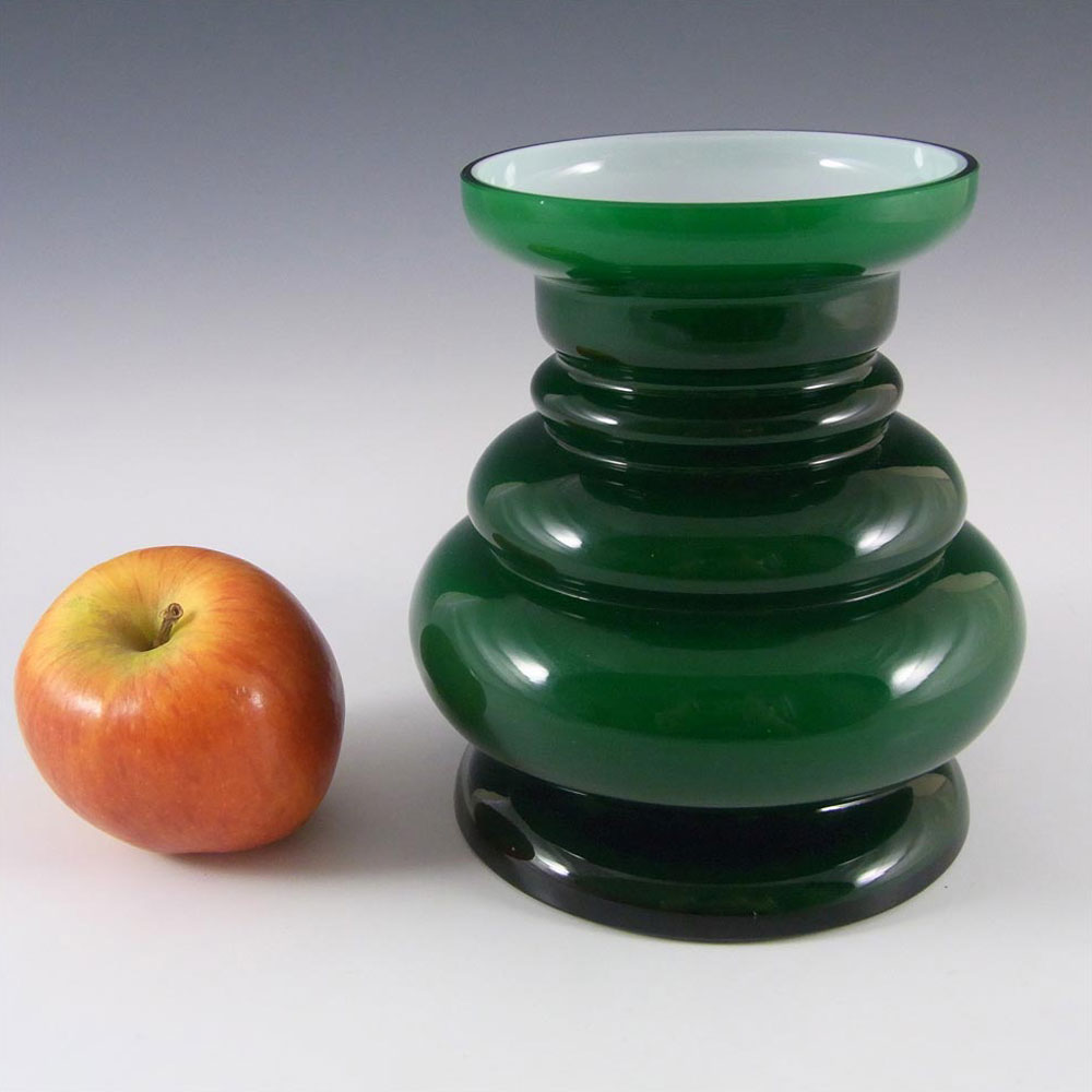 Scandinavian / Swedish Green Cased Glass Hooped Vase - Click Image to Close