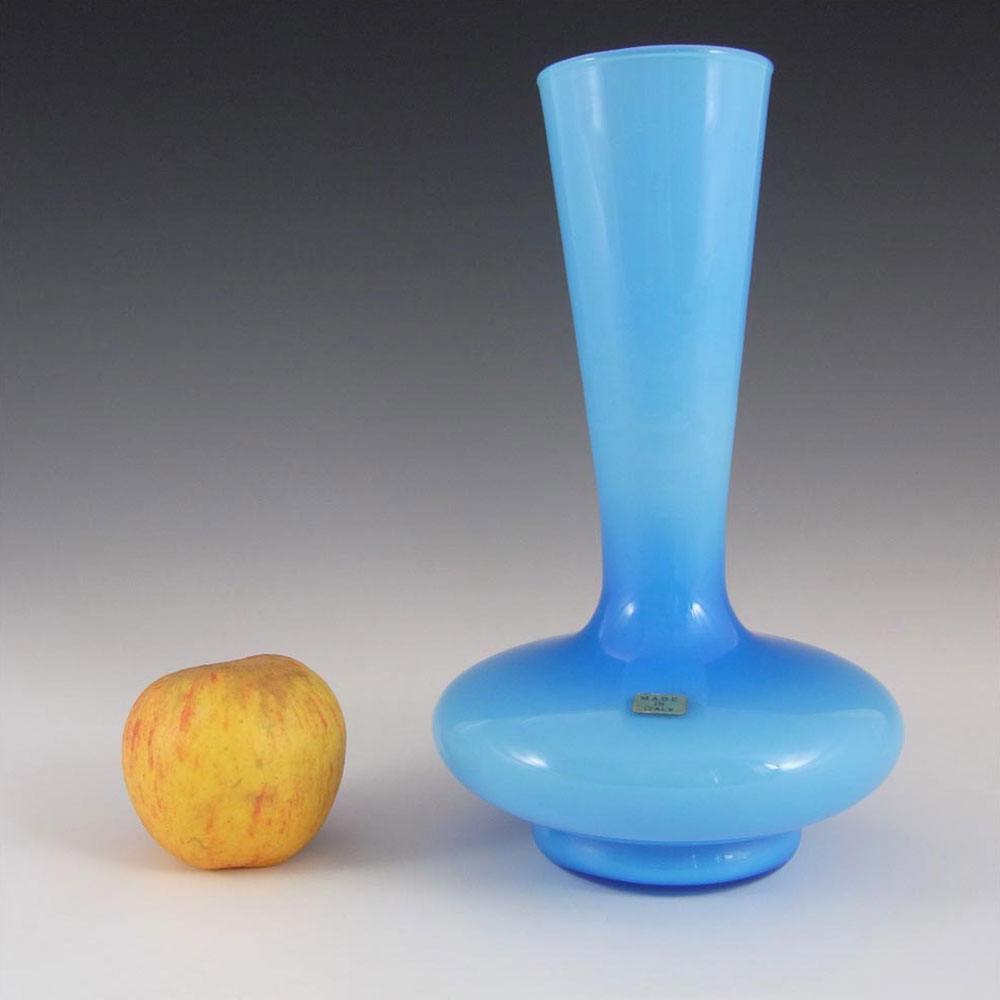 Empoli Italian Scandinavian Style Blue Glass Vase - Labelled - Click Image to Close