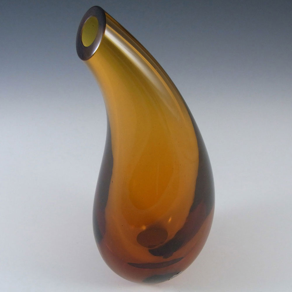 (image for) Cenedese Murano Labelled Amber Glass Organic Vase - Click Image to Close