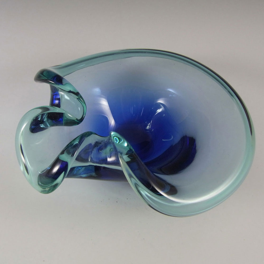 (image for) Cenedese Murano Labelled Blue Glass Biomorphic Bowl - Click Image to Close