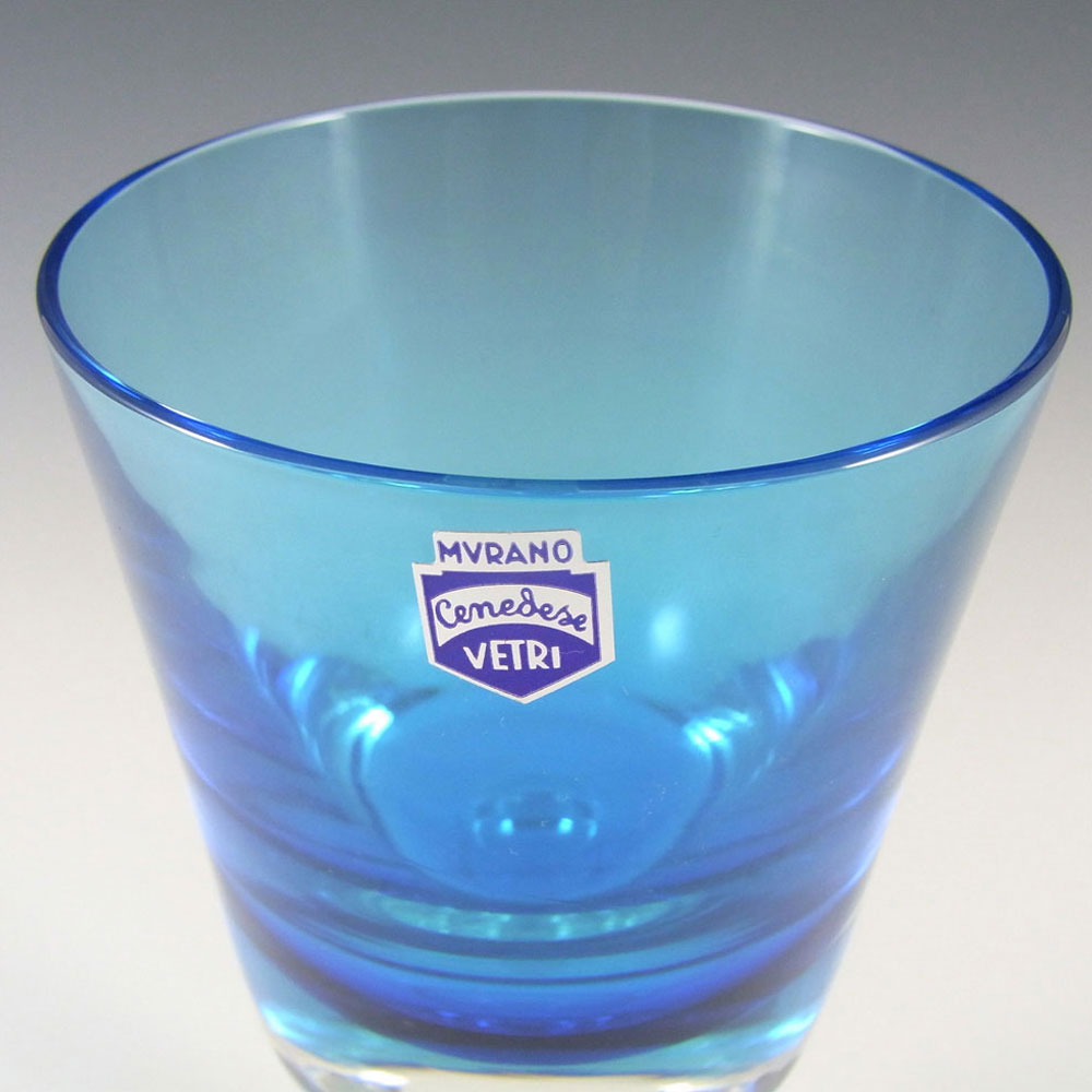 (image for) Cenedese Murano Labelled Blue Glass Candle Holder - Click Image to Close
