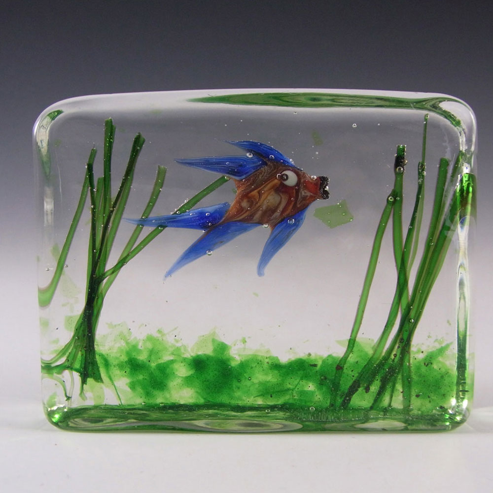 (image for) AVEM Murano Glass Fish Aquarium Block Paperweight - Click Image to Close