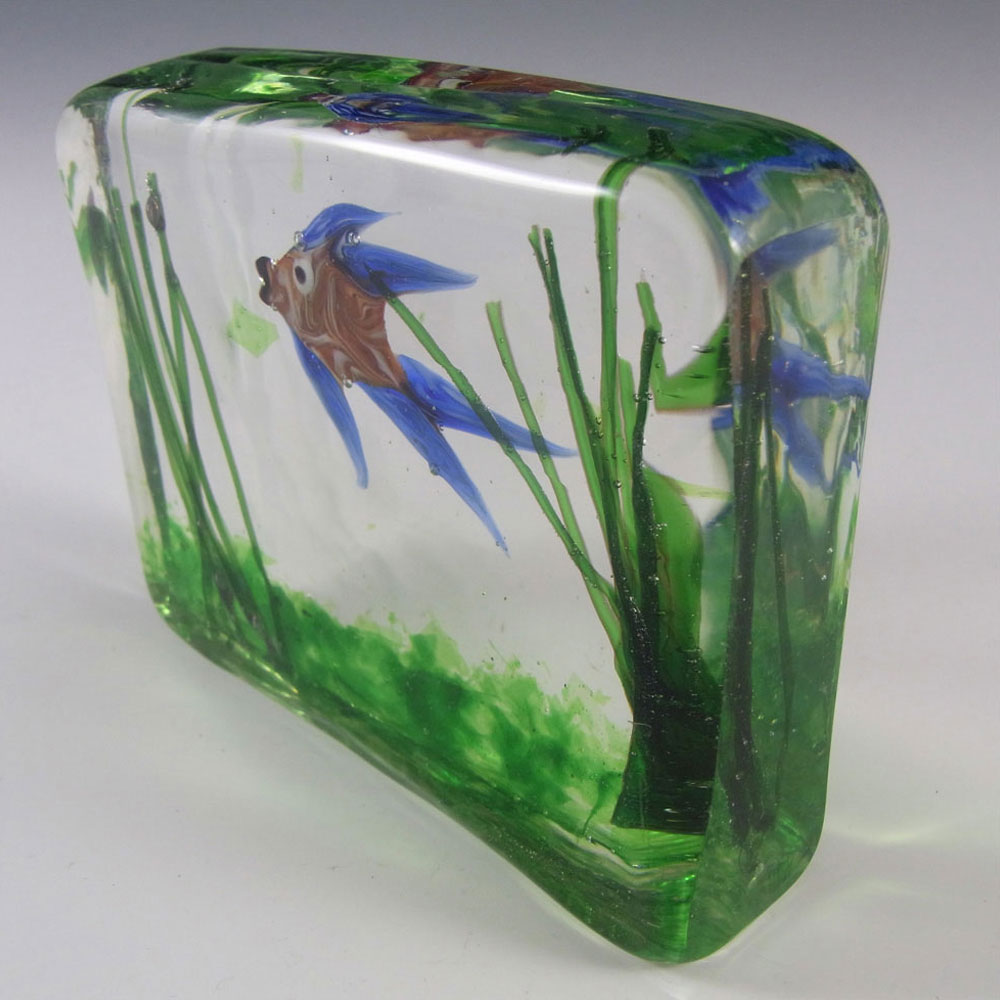 AVEM Murano Glass Fish Aquarium Block Paperweight - Click Image to Close