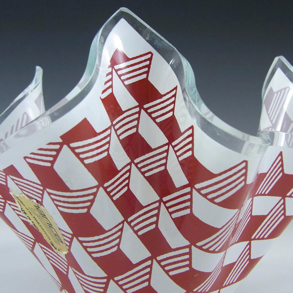(image for) Chance Brothers Red Glass 'Carré/Escher' Handkerchief Vase - Click Image to Close