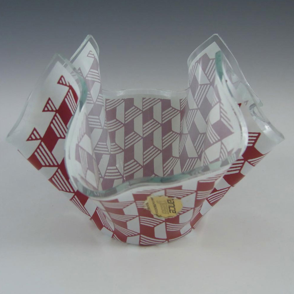 (image for) Chance Brothers Red Glass 'Carré/Escher' Handkerchief Vase - Click Image to Close