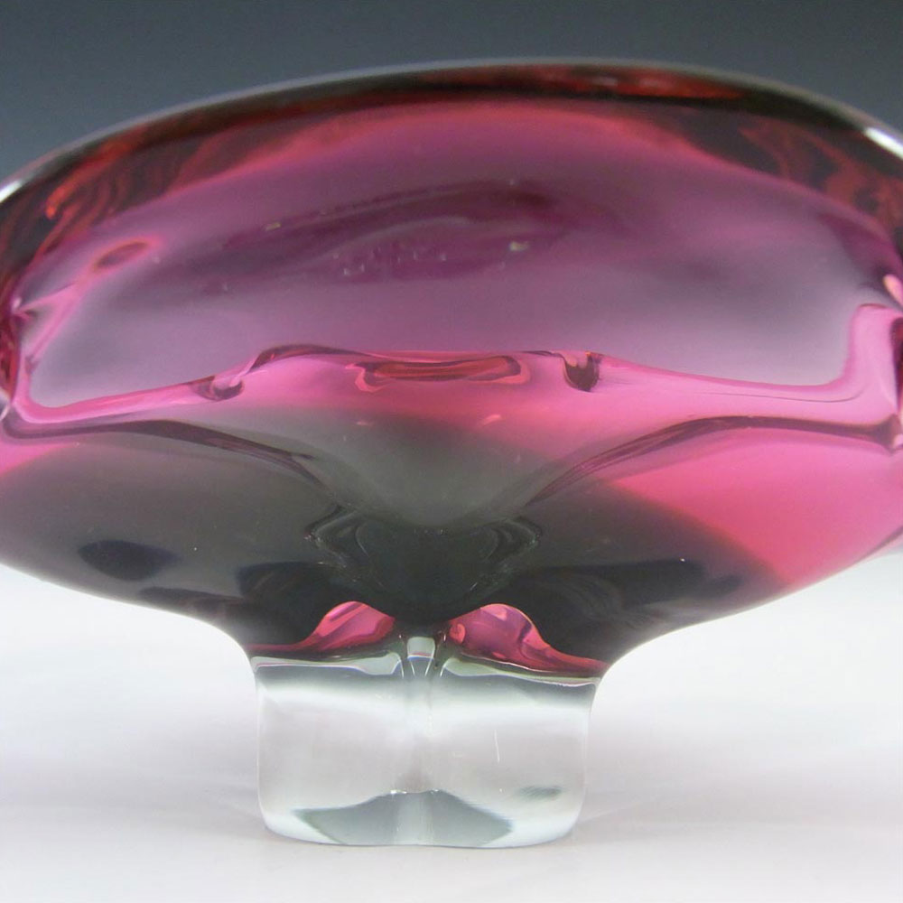 (image for) Chřibská #296/5/30 Czech Pink & Green Glass Bowl - Click Image to Close