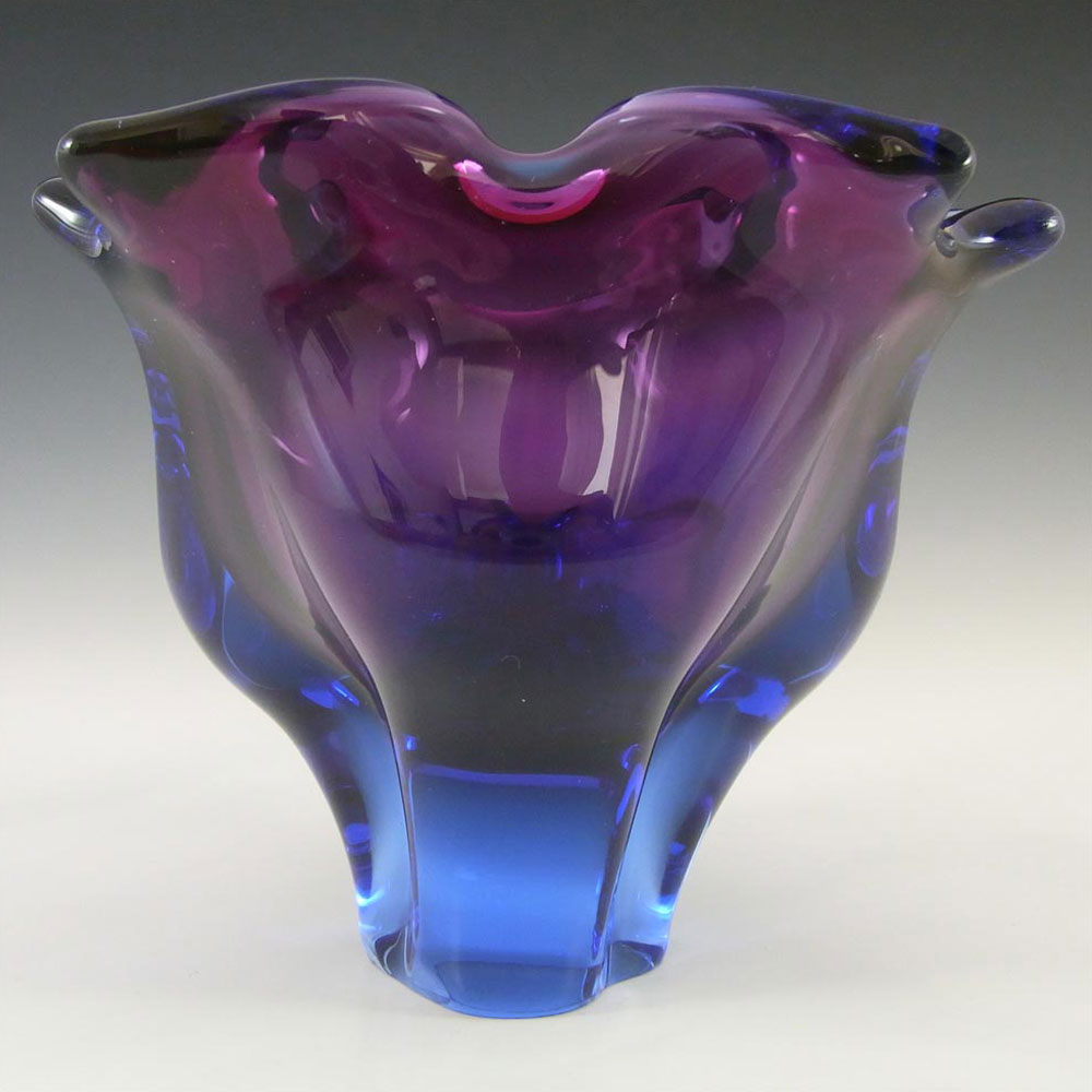 (image for) Chřibská #331/4/14 Czech Purple & Blue Glass Vase - Click Image to Close