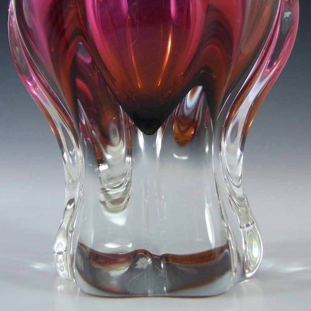 (image for) Chřibská #240/1/20 Czech Pink & Orange Glass Vase - Click Image to Close